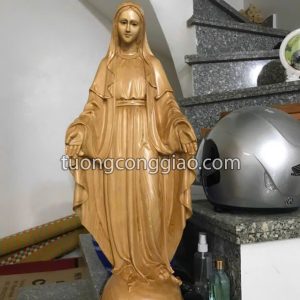 Tượng Đức Mẹ ban ơn bằng gỗ pơ mu cao 50cm