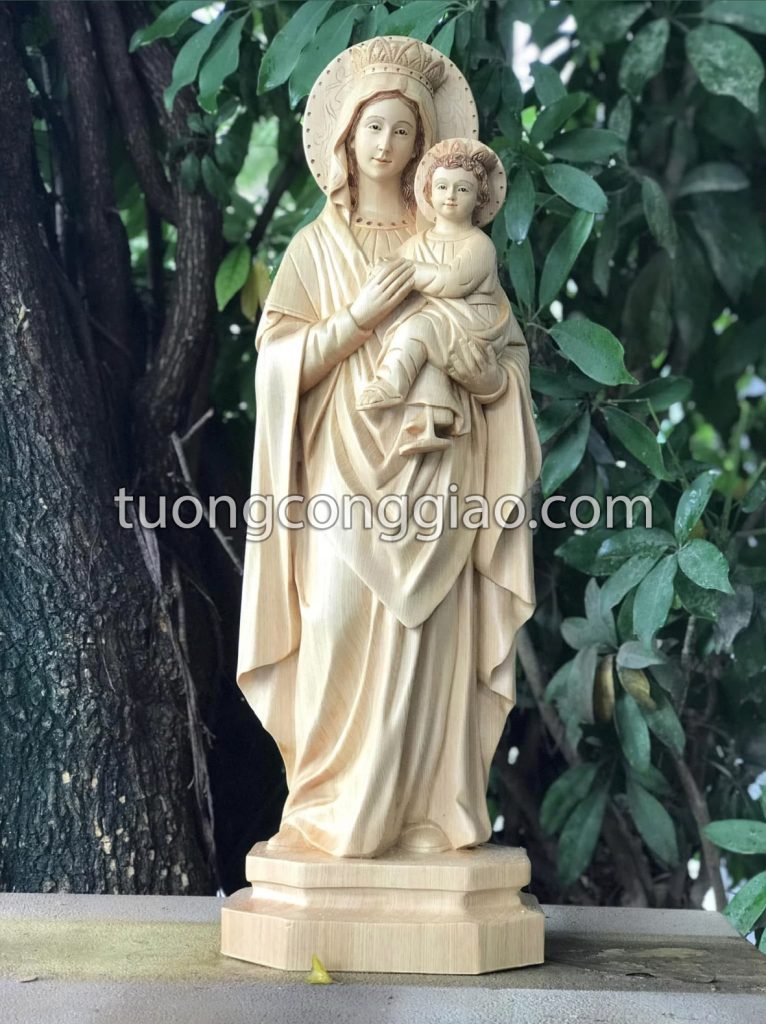 Tượng Đức Mẹ hằng cứu giúp bằng gỗ cao 100cm Tượng Đức Mẹ hằng cứu giúp bằng gỗ cao 100cm