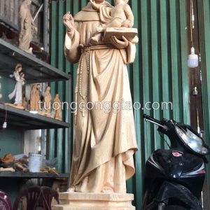 Tượng Thánh Antôn cao 100cm bằng gỗ pơ mu