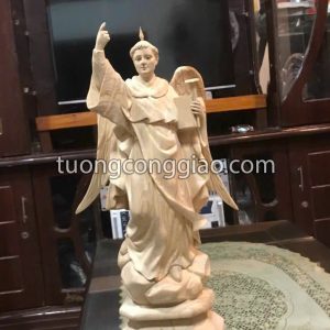 Tượng Thánh Đa Minh bằng gỗ pơ mu cao 50cm
