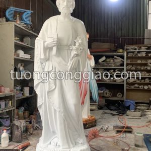 Tượng Thánh Giuse cao 1m8 sơn màu trắng cao 1m8