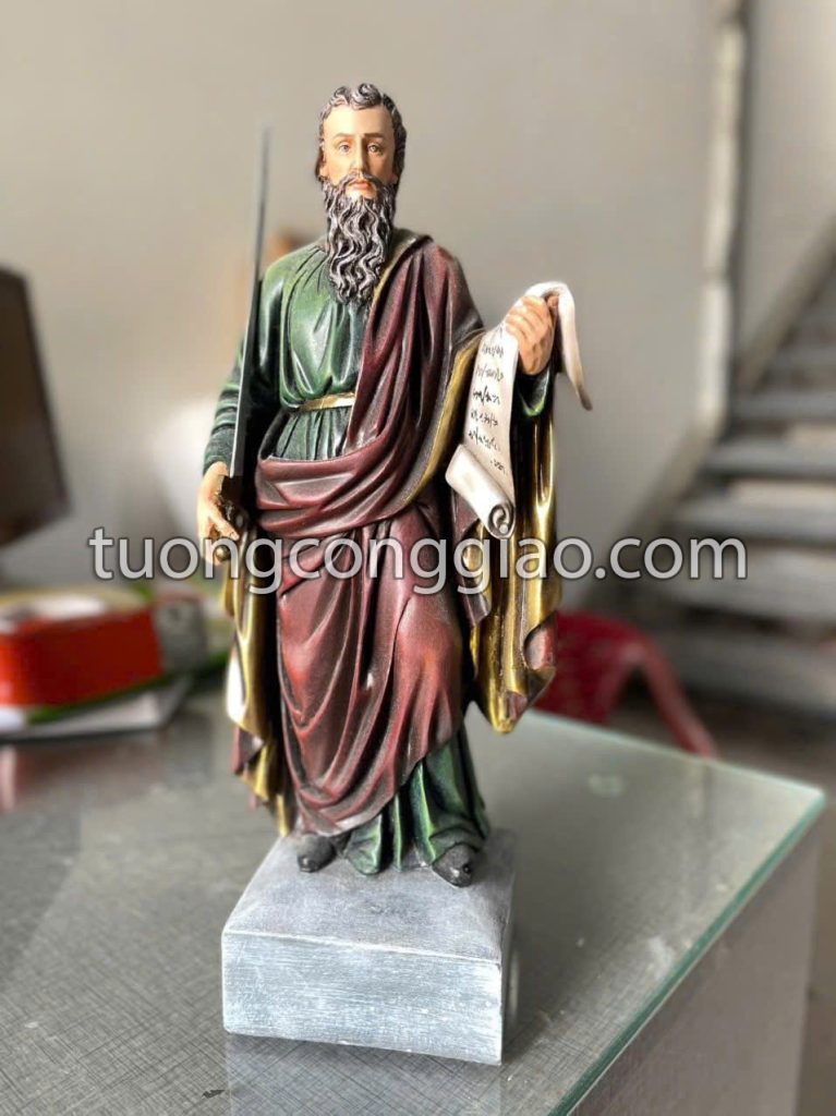 Tượng Thánh Phaolô cao 50cm bằng composite vẽ giả cổ Tượng Thánh Phaolô cao 50cm bằng composite vẽ giả cổ
