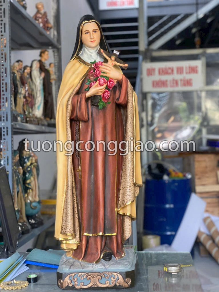 Tượng Thánh Teresa hài đồng Giesu cao 1m2 vẽ màu giả cổ