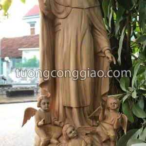 Tượng Thánh Vinh Sơn bằng gỗ pơ mu cao 50cm