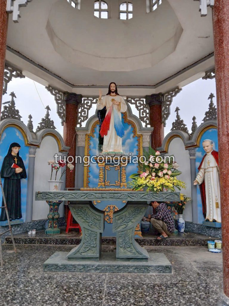 Tượng lòng Chúa thương xót bằng xi măng để ngoài trời cao 1m6 Tượng lòng Chúa thương xót bằng xi măng để ngoài trời cao 1m6